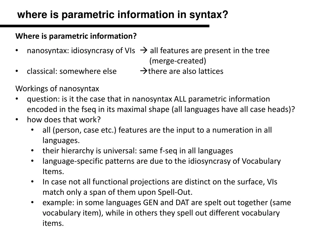 where is parametric information in syntax 4