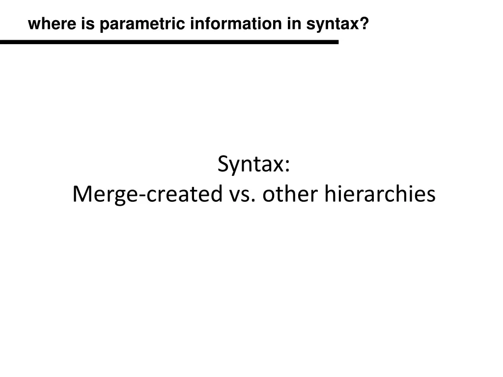 where is parametric information in syntax