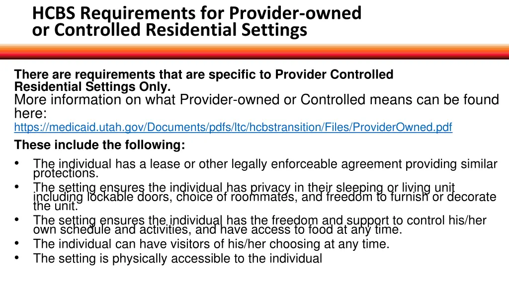 hcbs requirements for provider owned
