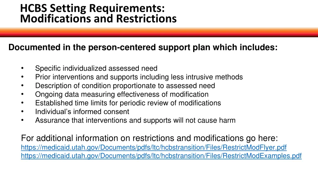 hcbs setting requirements modifications 5