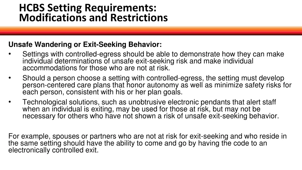 hcbs setting requirements modifications 6