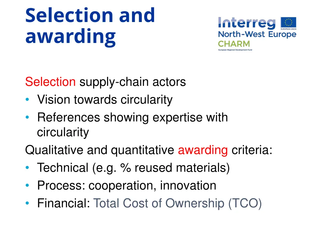 selection and awarding selection supply chain
