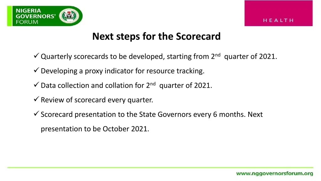 next steps for the scorecard