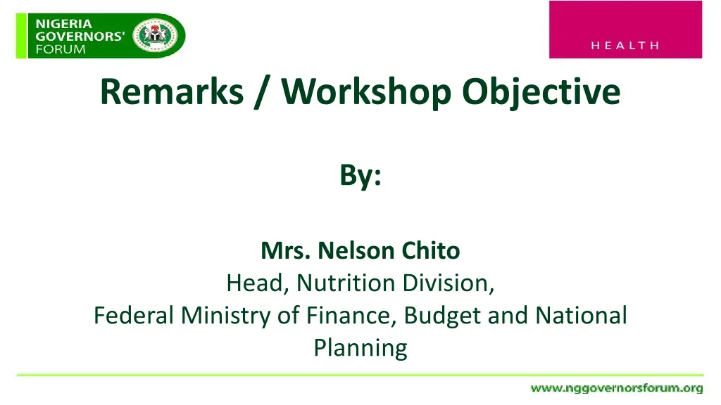 remarks workshop objective