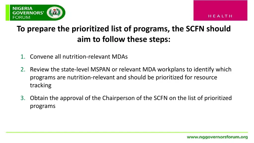 to prepare the prioritized list of programs