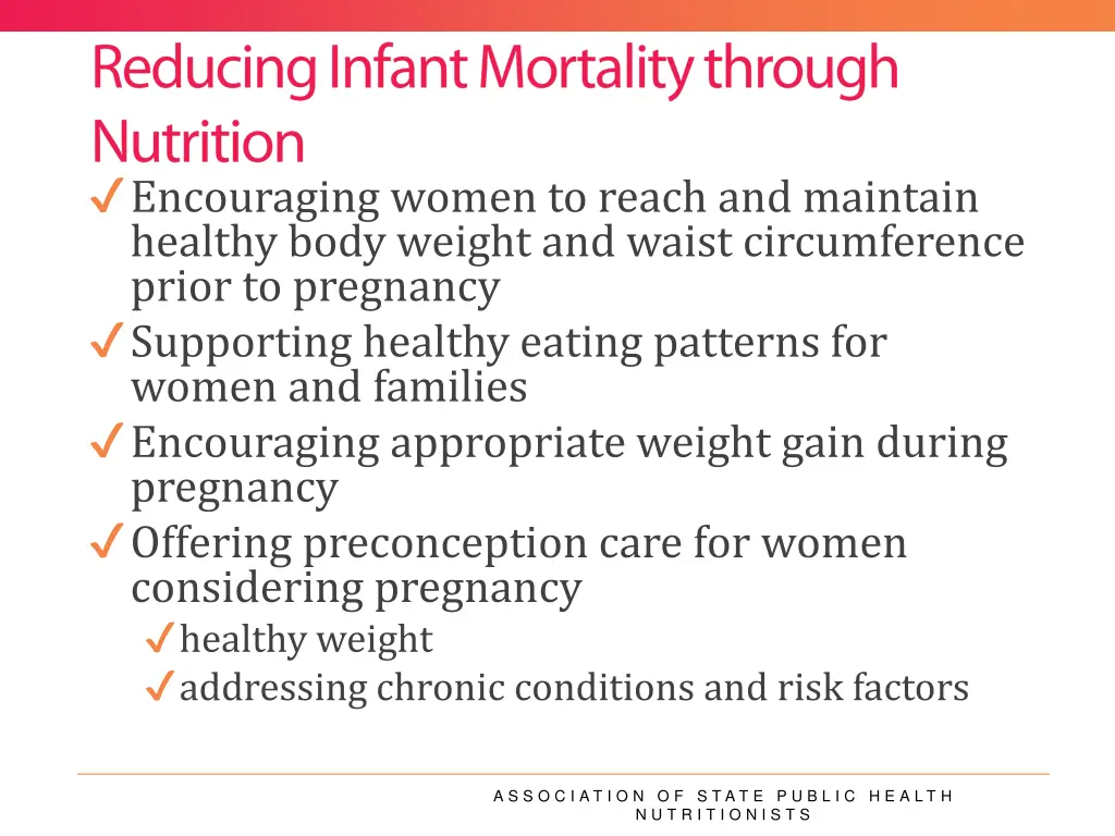 encouraging women to reach and maintain healthy