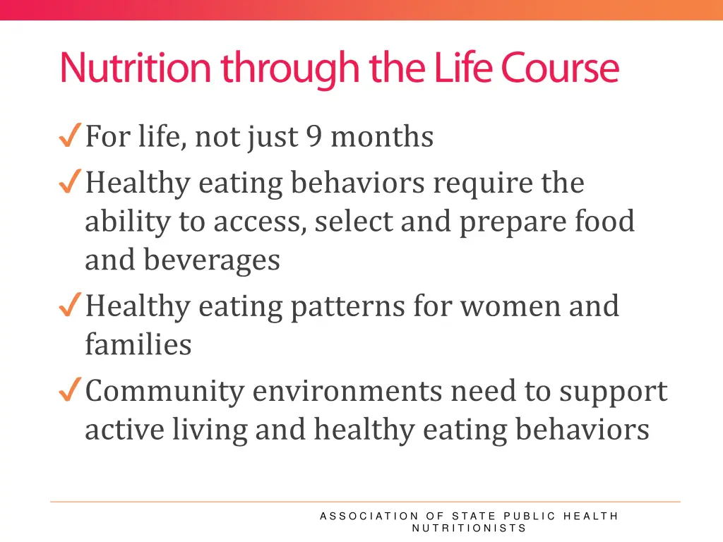 for life not just 9 months healthy eating