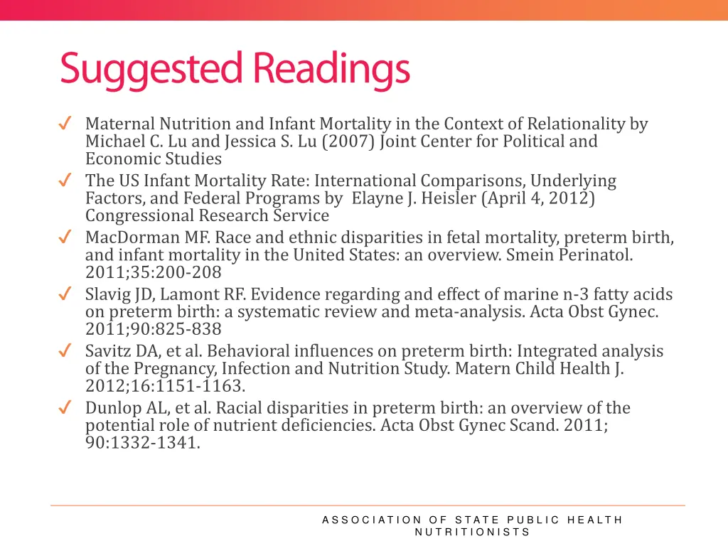 maternal nutrition and infant mortality