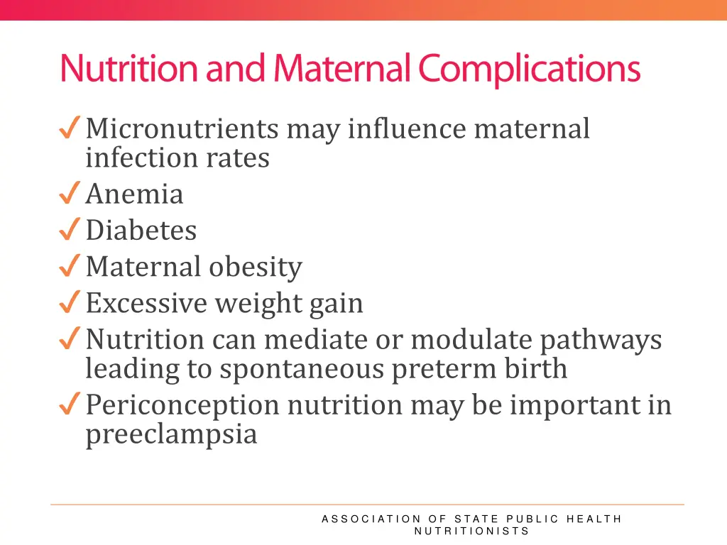 micronutrients may influence maternal infection