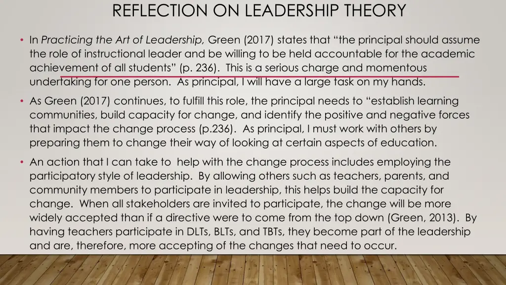 reflection on leadership theory