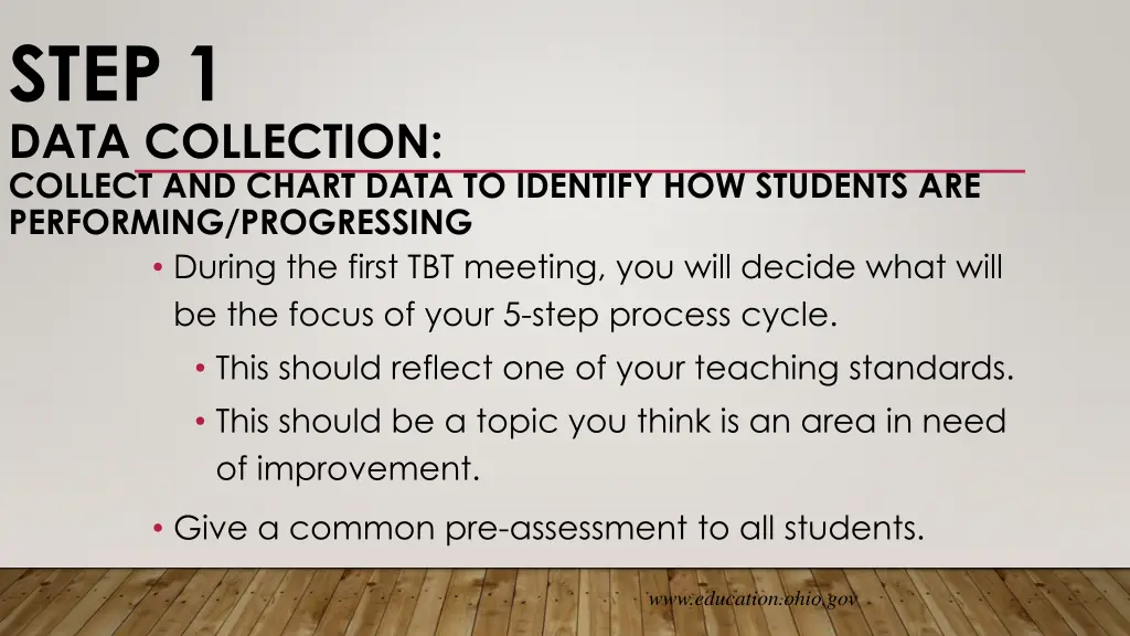 step 1 data collection collect and chart data