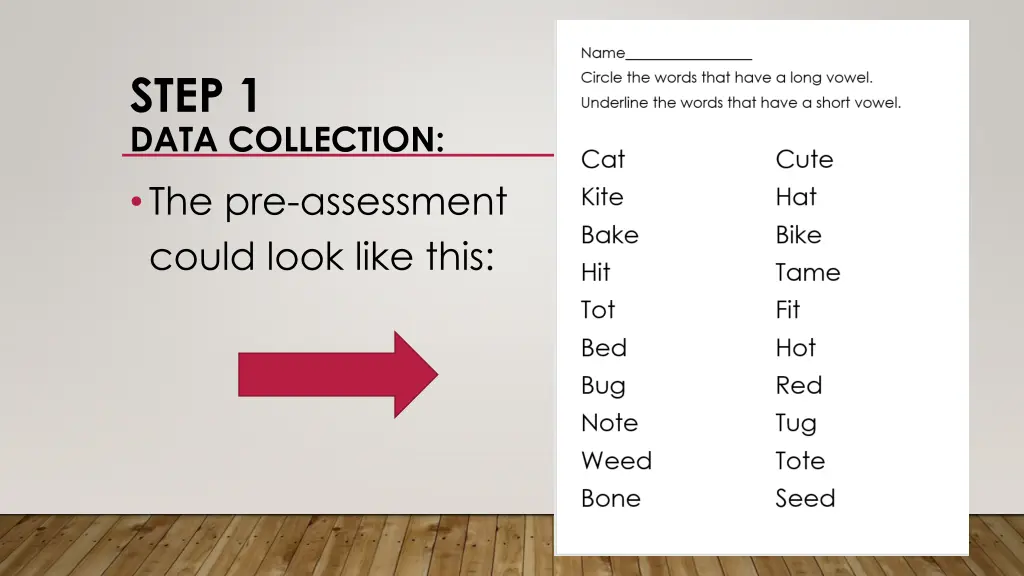 step 1 data collection the pre assessment could