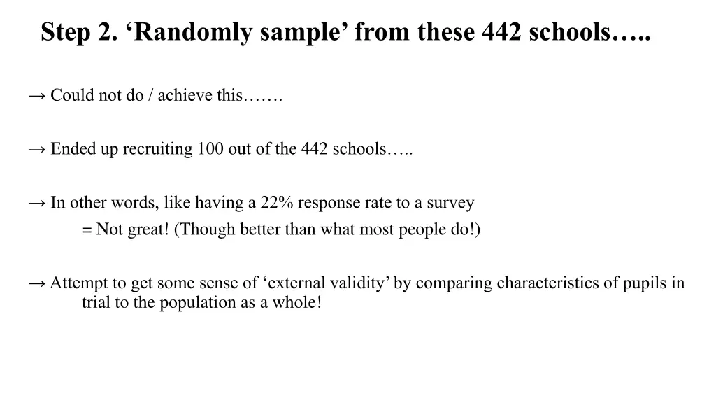 step 2 randomly sample from these 442 schools