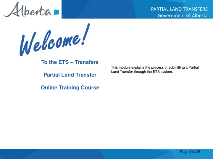 partial land transfers government of alberta