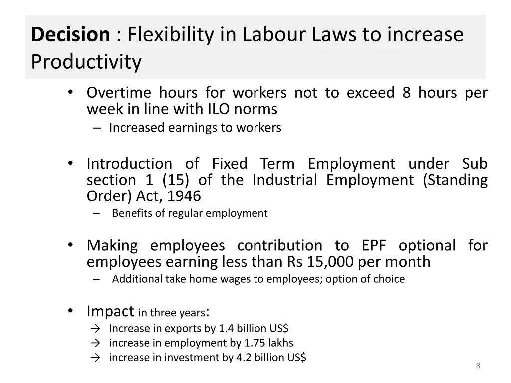 decision flexibility in labour laws to increase
