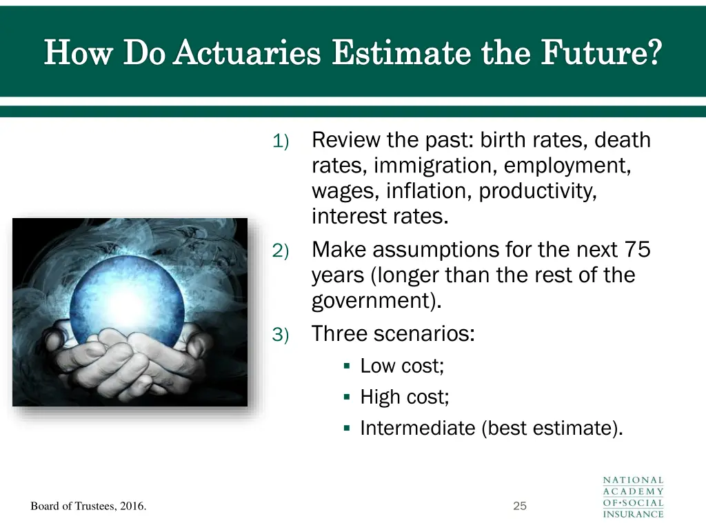 how do actuaries estimate the future