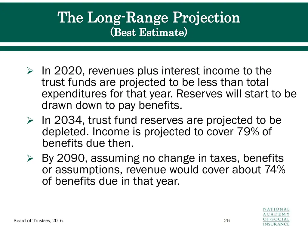 the long range projection best estimate