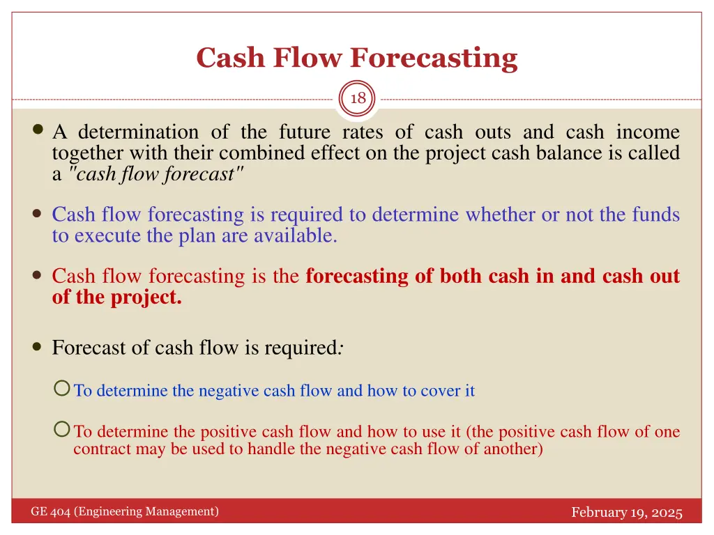 cash flow forecasting