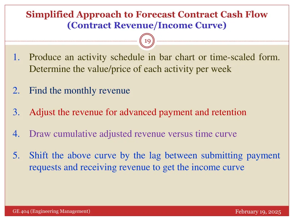 simplified approach to forecast contract cash