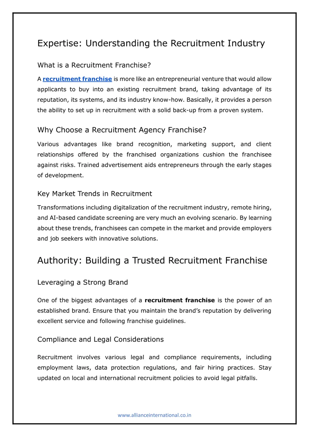 expertise understanding the recruitment industry