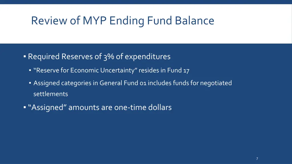 review of myp ending fund balance