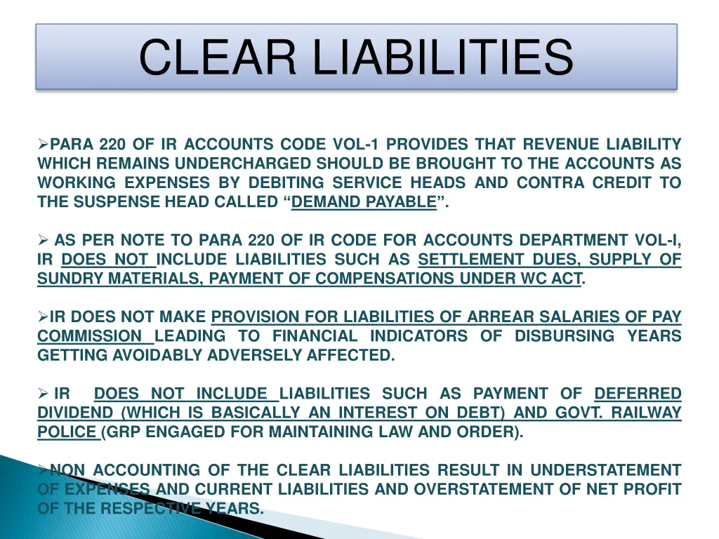 clear liabilities