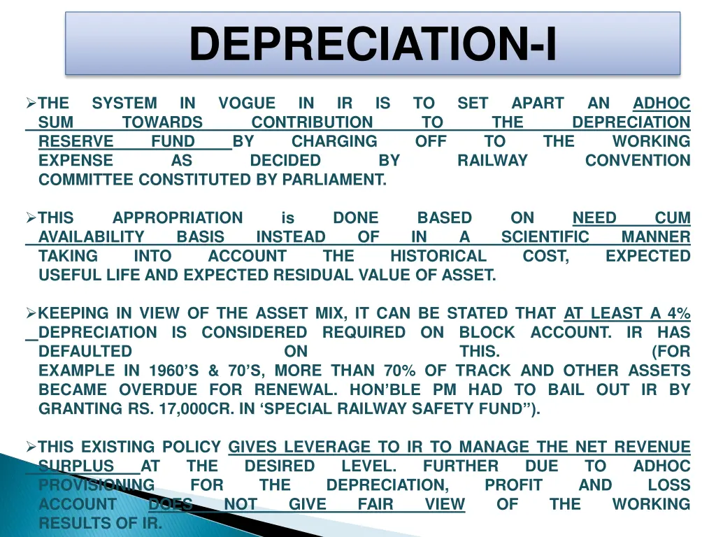 depriciation in vogue in ir towards contribution