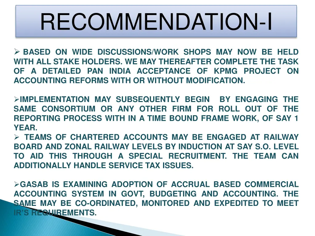 recommendation i