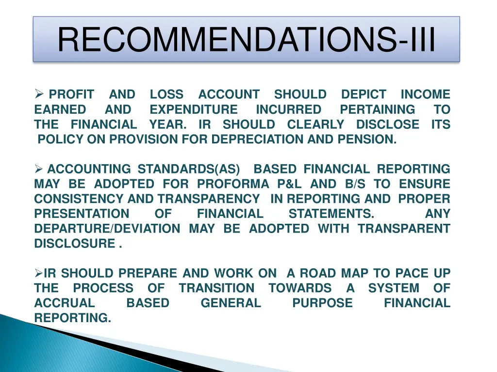 recommendations iii