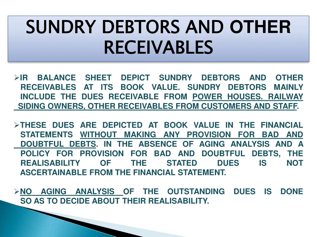 sundry debtors and receivables