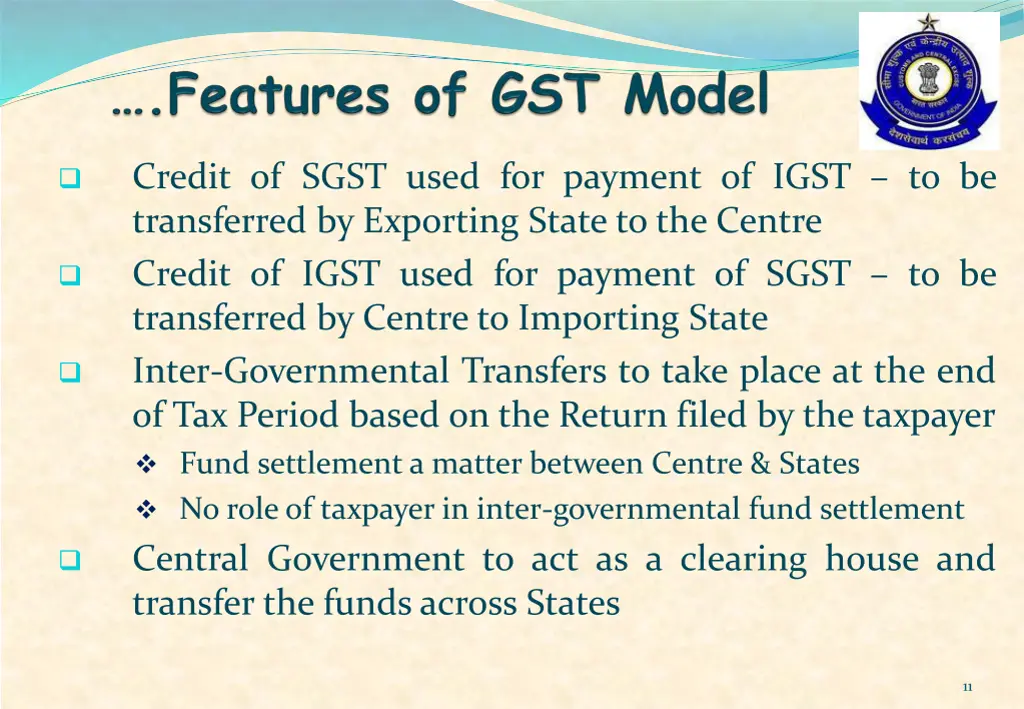 credit of sgst used for payment of igst