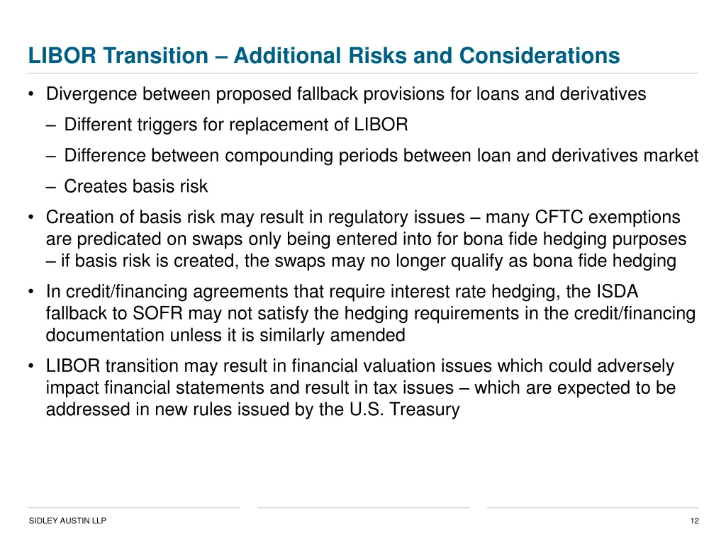 libor transition additional risks