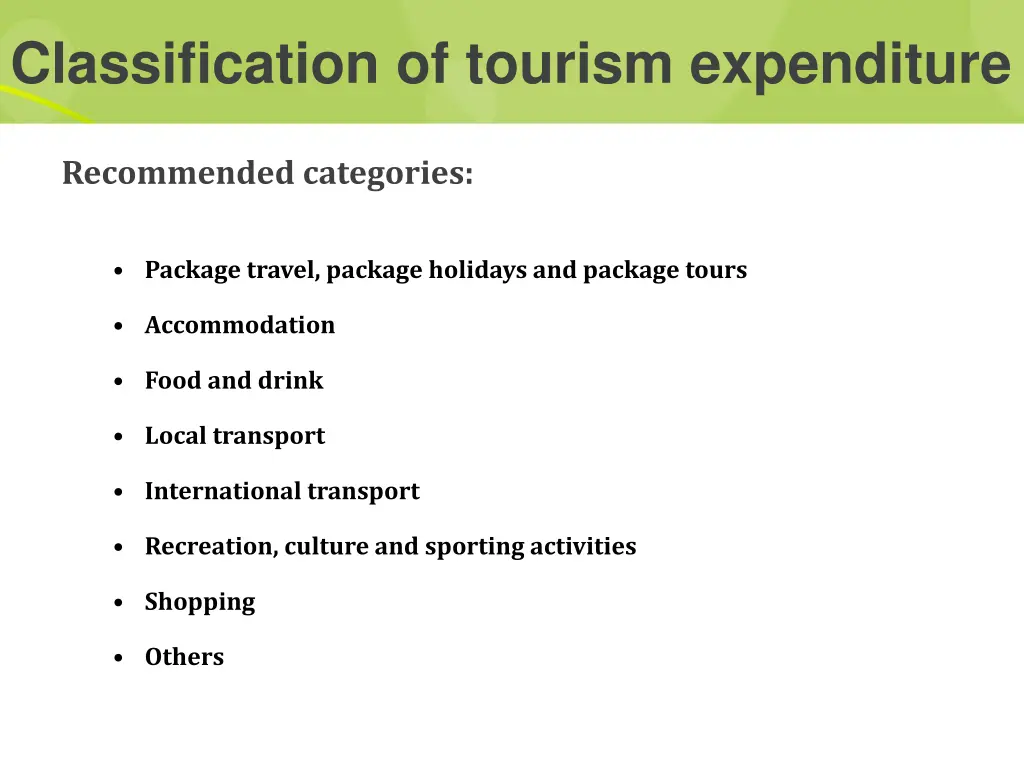 classification of tourism expenditure