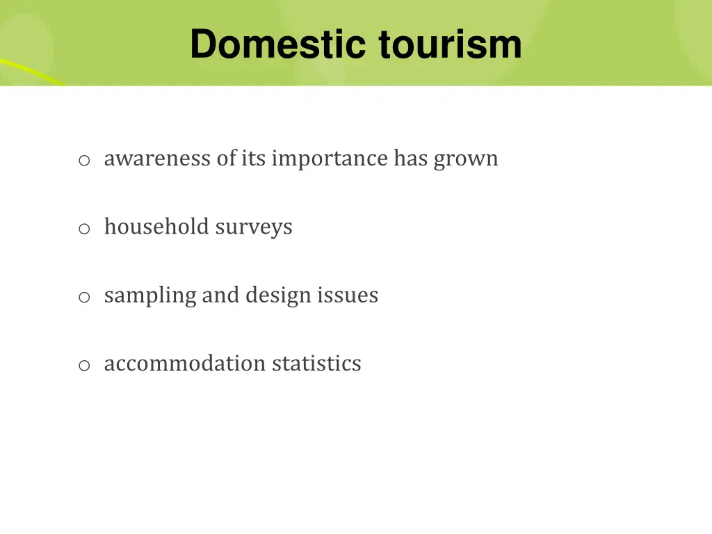 domestic tourism