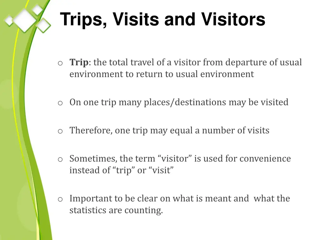 trips visits and visitors
