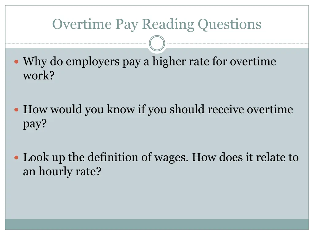 overtime pay reading questions