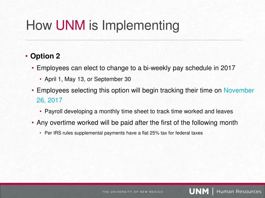 how unm is implementing 2
