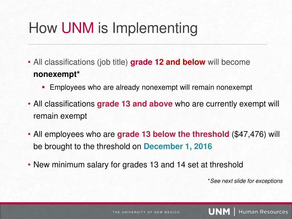 how unm is implementing