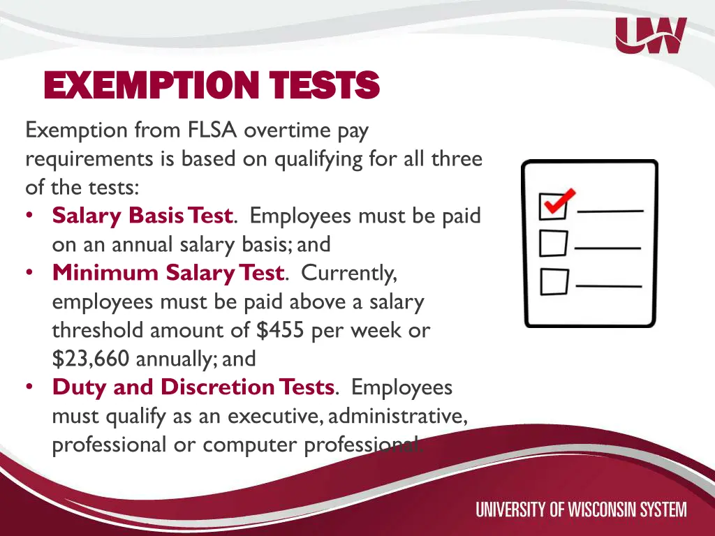 exemption tests exemption tests exemption from