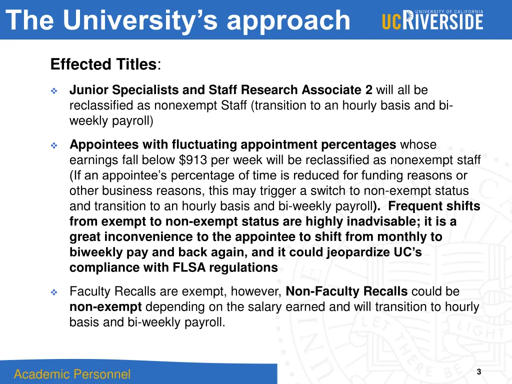 the university s approach
