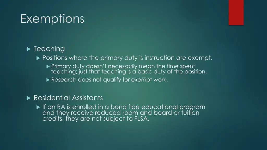 exemptions