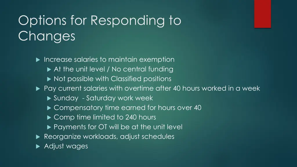 options for responding to changes