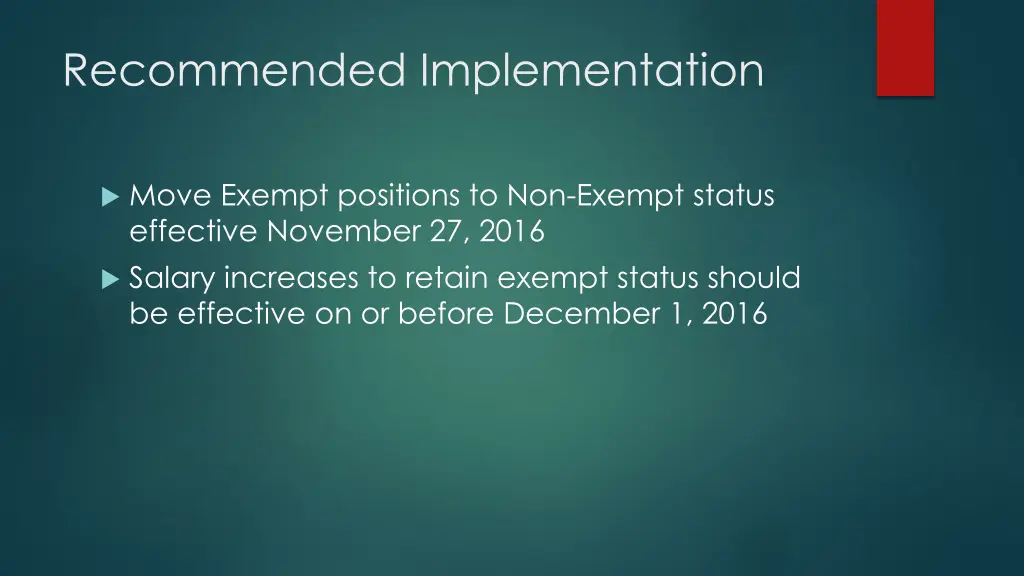recommended implementation