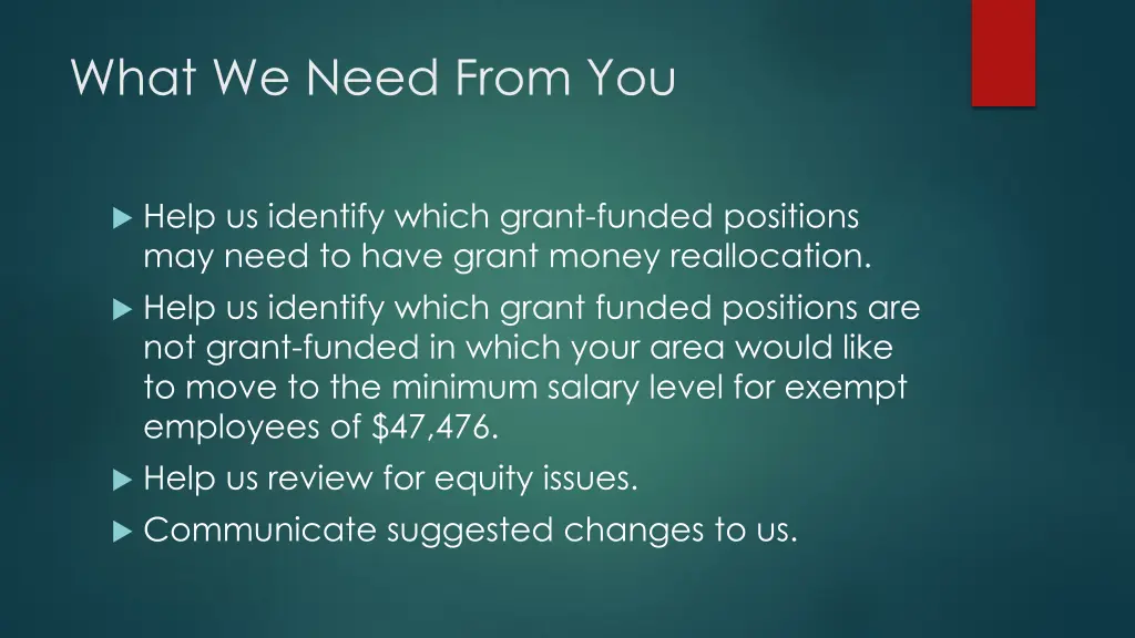 what we need from you