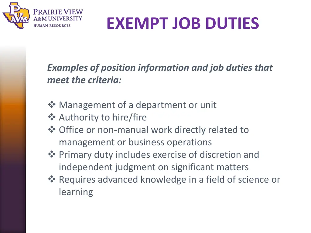 exempt job duties