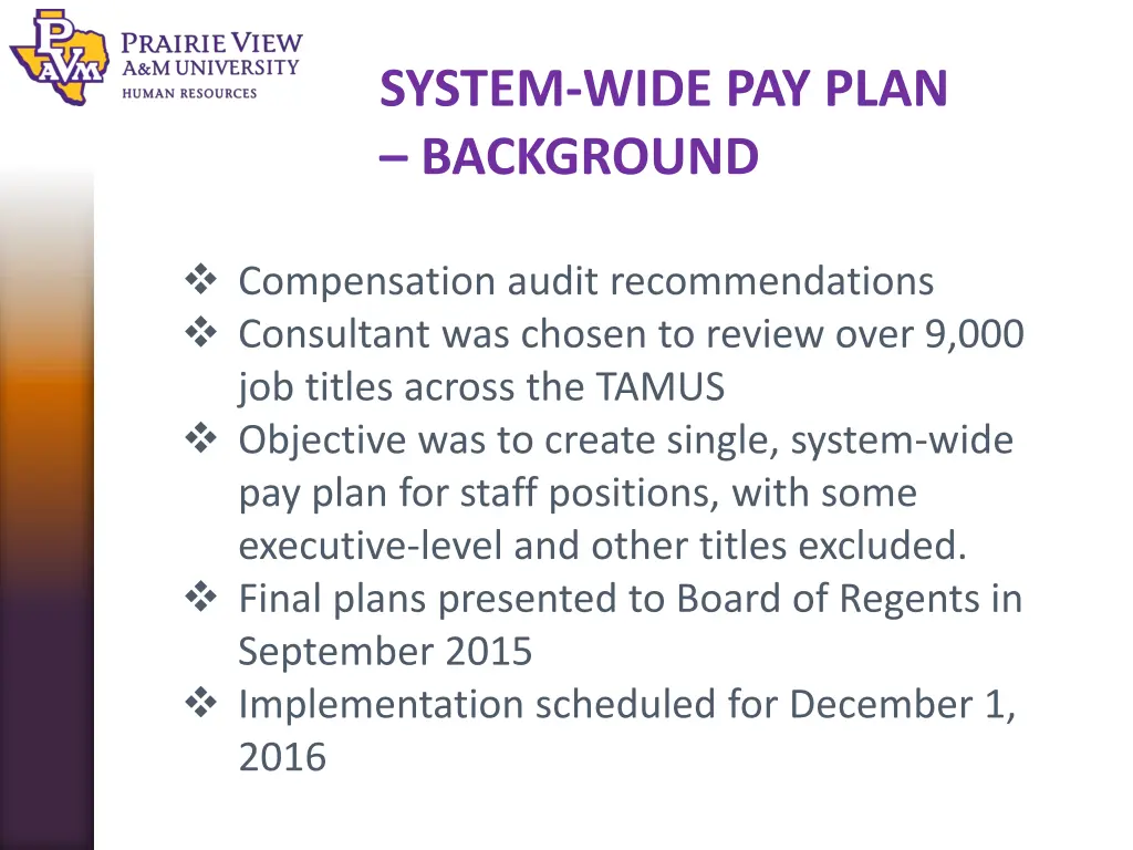 system wide pay plan background