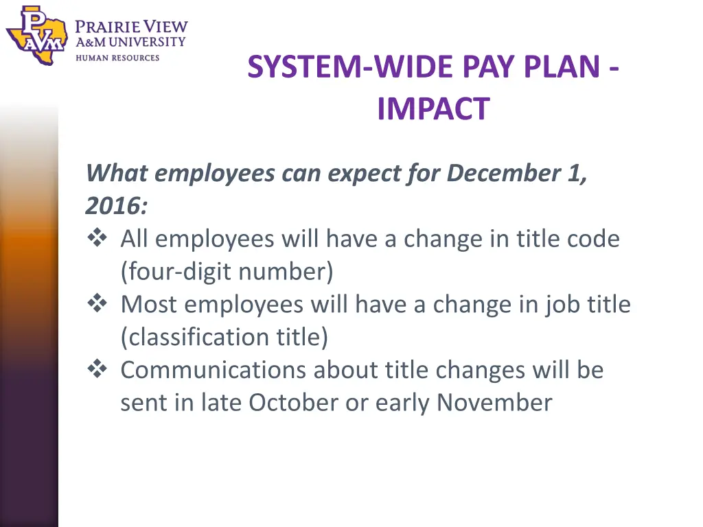 system wide pay plan impact