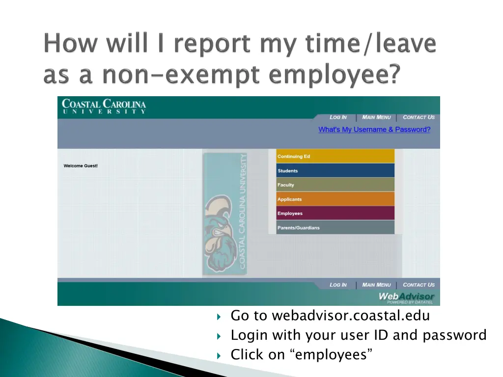 go to webadvisor coastal edu login with your user