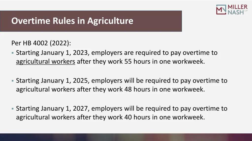 overtime rules in agriculture