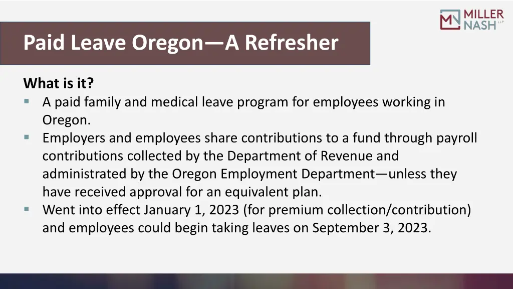 paid leave oregon a refresher